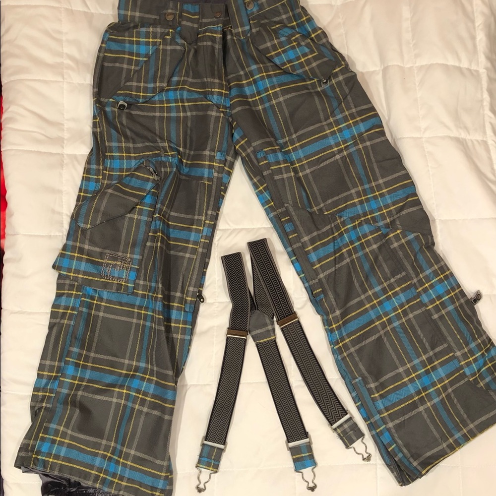 x5 plaid snowboarding pants womens size small